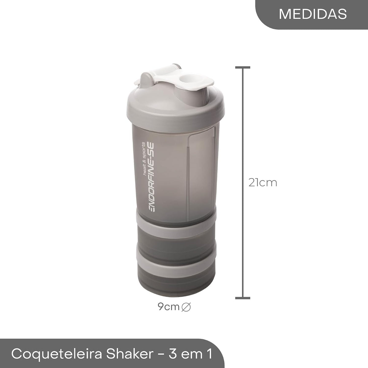 Coqueteleira Fitness 3 em 1 Premium