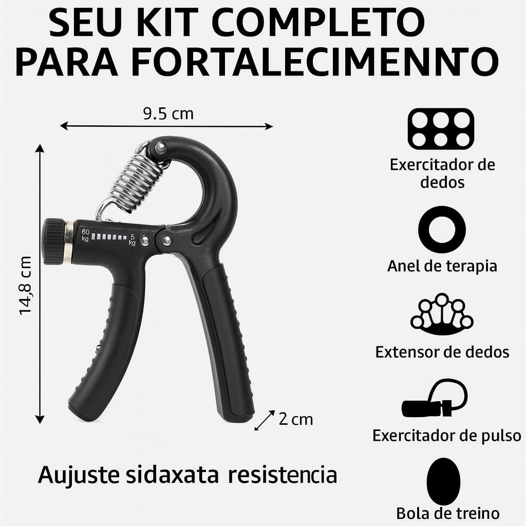 PowerGrip Max: Exercitador de Força para as Mãos Ajustável
