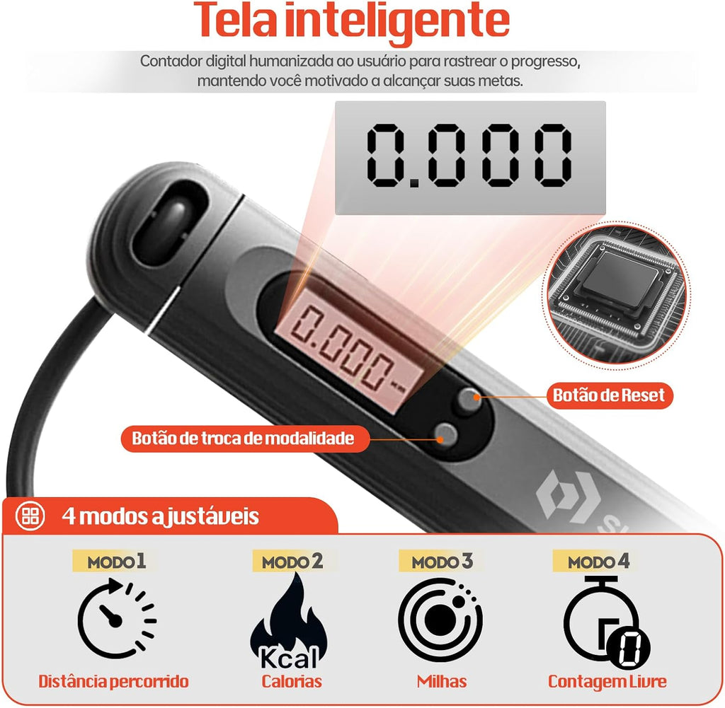 Corda de Pular Digital 2 em 1 com Visor LED - Com e Sem Corda