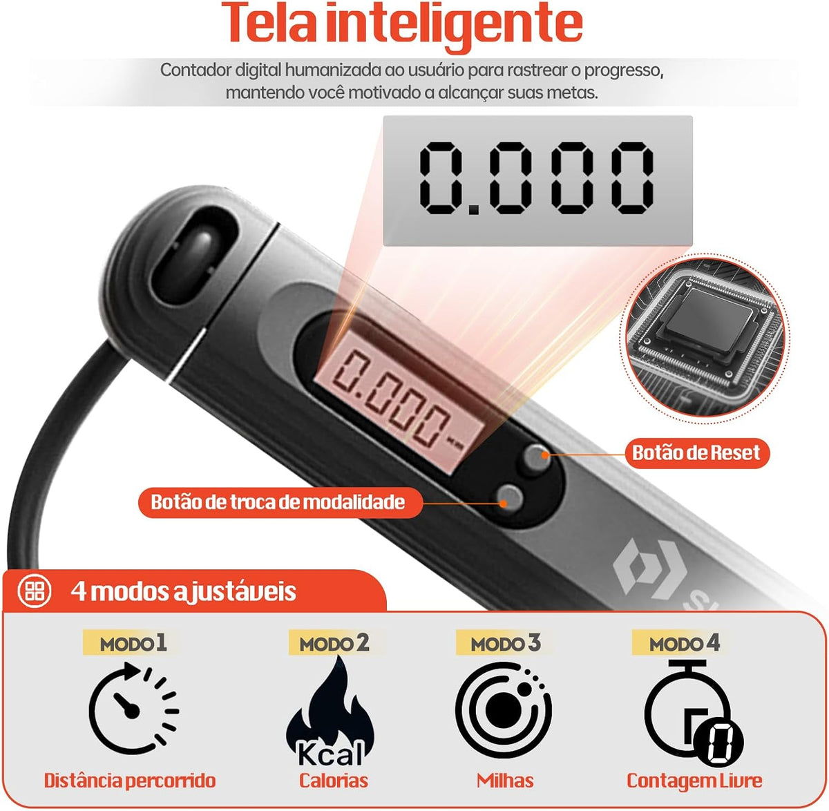 Corda de Pular Digital 2 em 1 com Visor LED - Com e Sem Corda