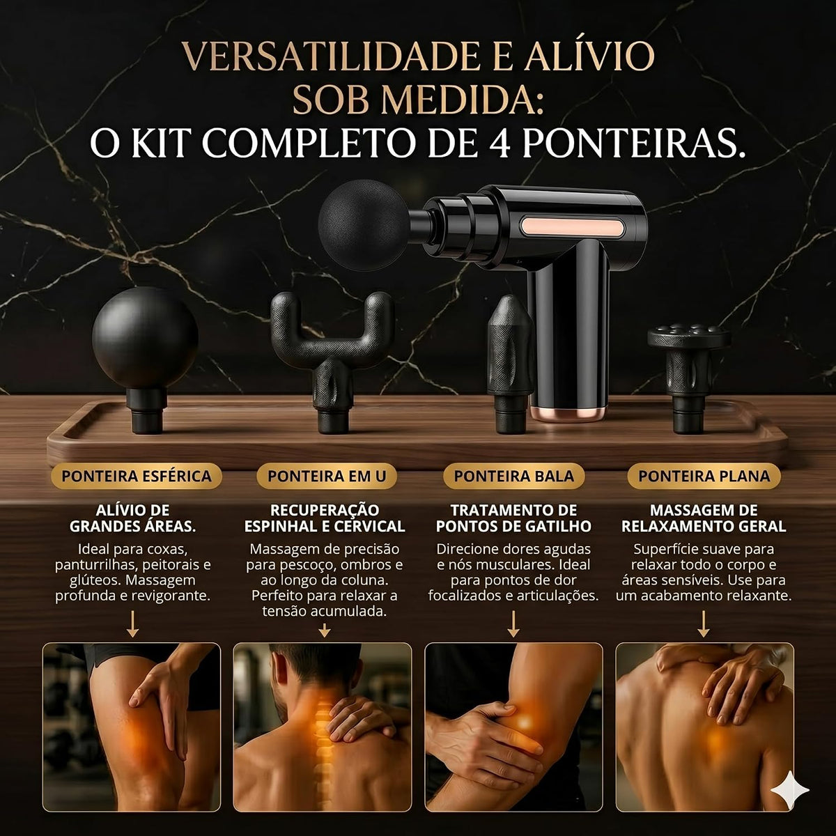 Pistola de Massagem Muscular Recarregavel - Recuperacao Pos-Treino